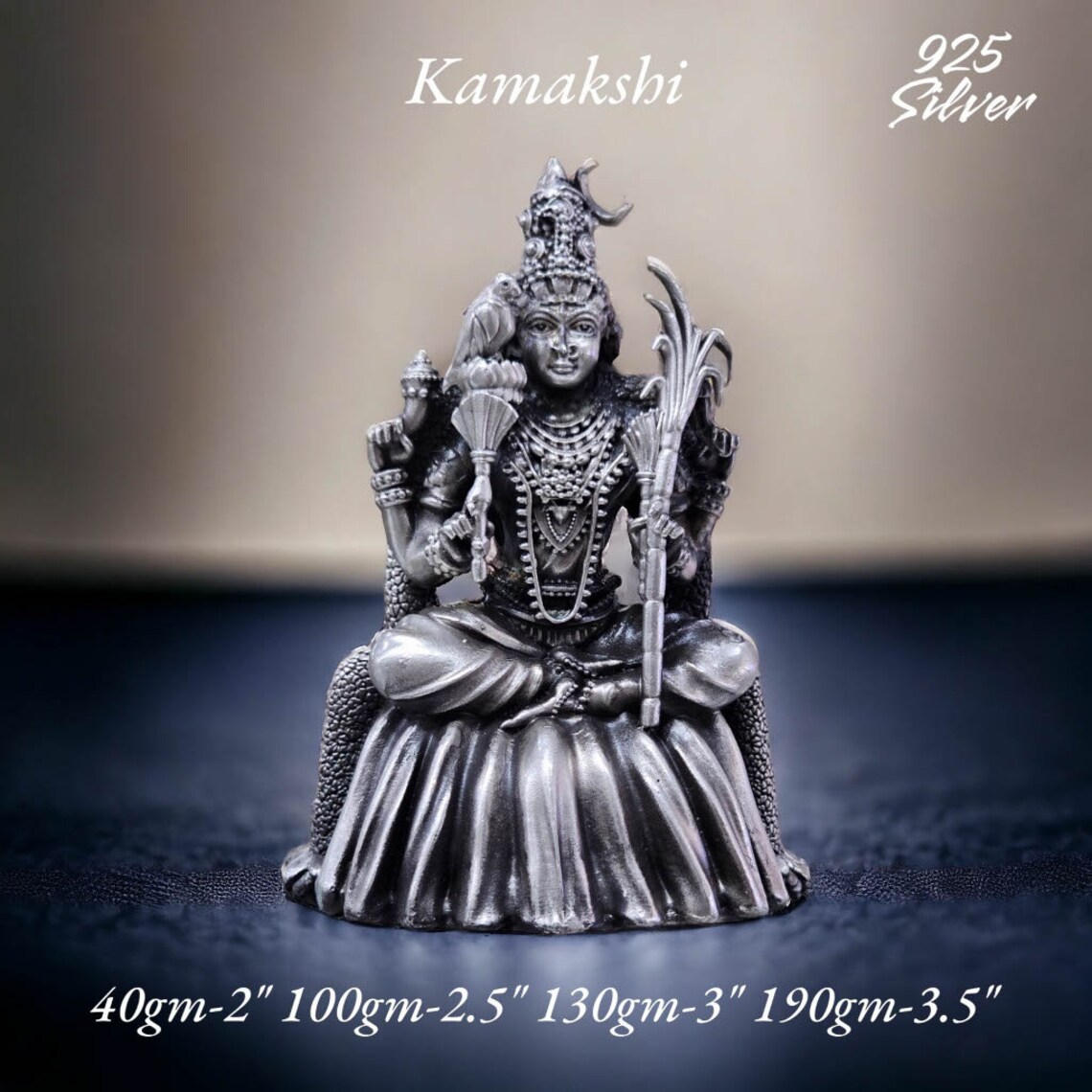 Kamakshi Devi Idol In Pure 925 Silver