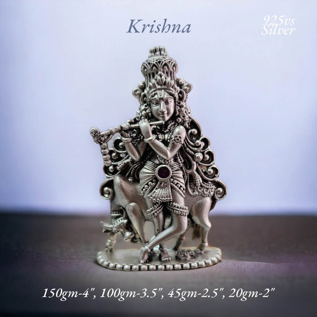 Shree Krishna Idol In Pure 925 Silver (2)